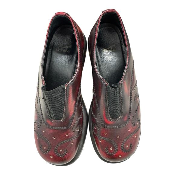 Vintage Women's Dansko EU 37 US 6.5 Golden Gate Retro Y2K Red Leather Clogs - Picture 2 of 13